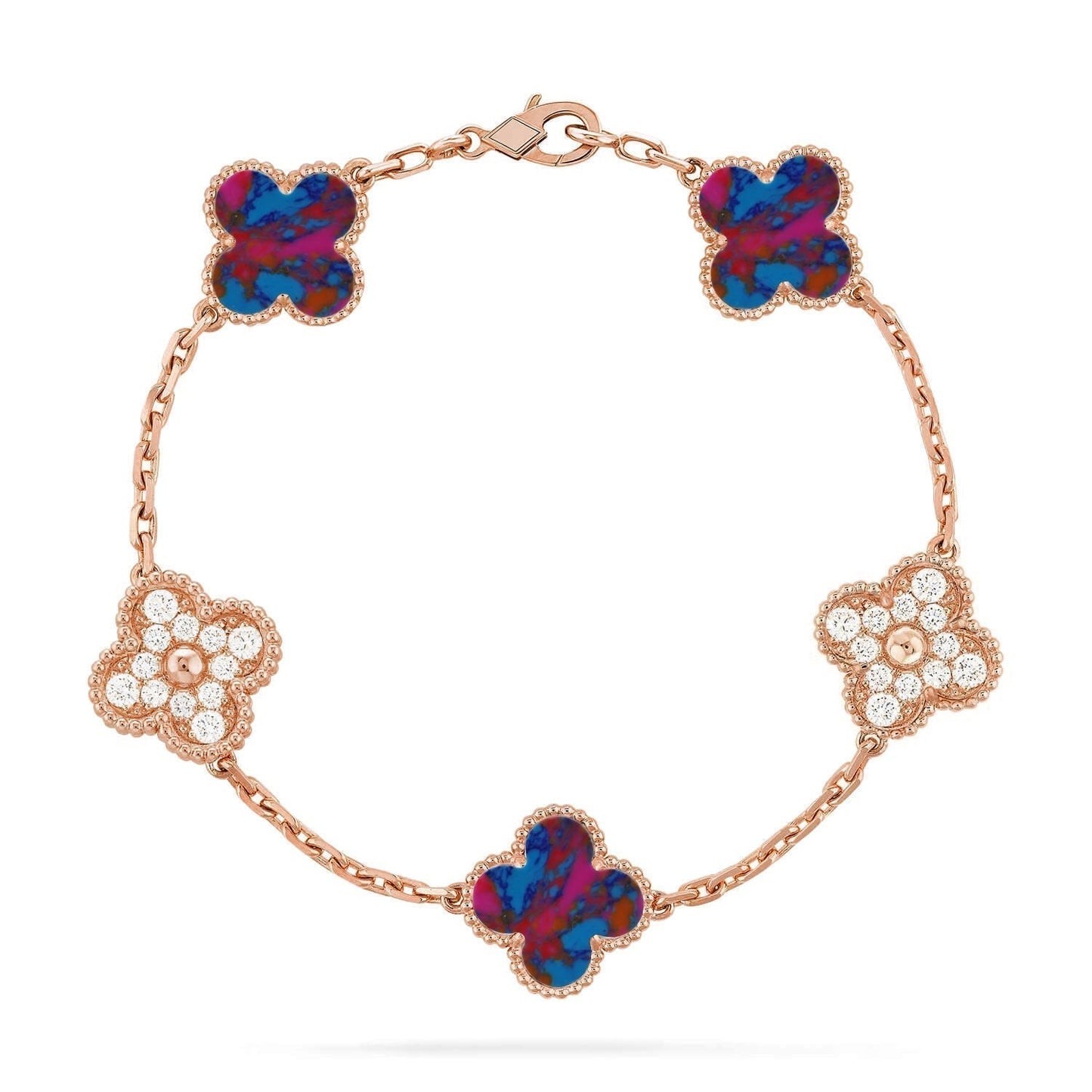 [Glow Jewelry]CLOVER 5 MOTIF COLOR GEMSTONES BRACELET COLLECTION