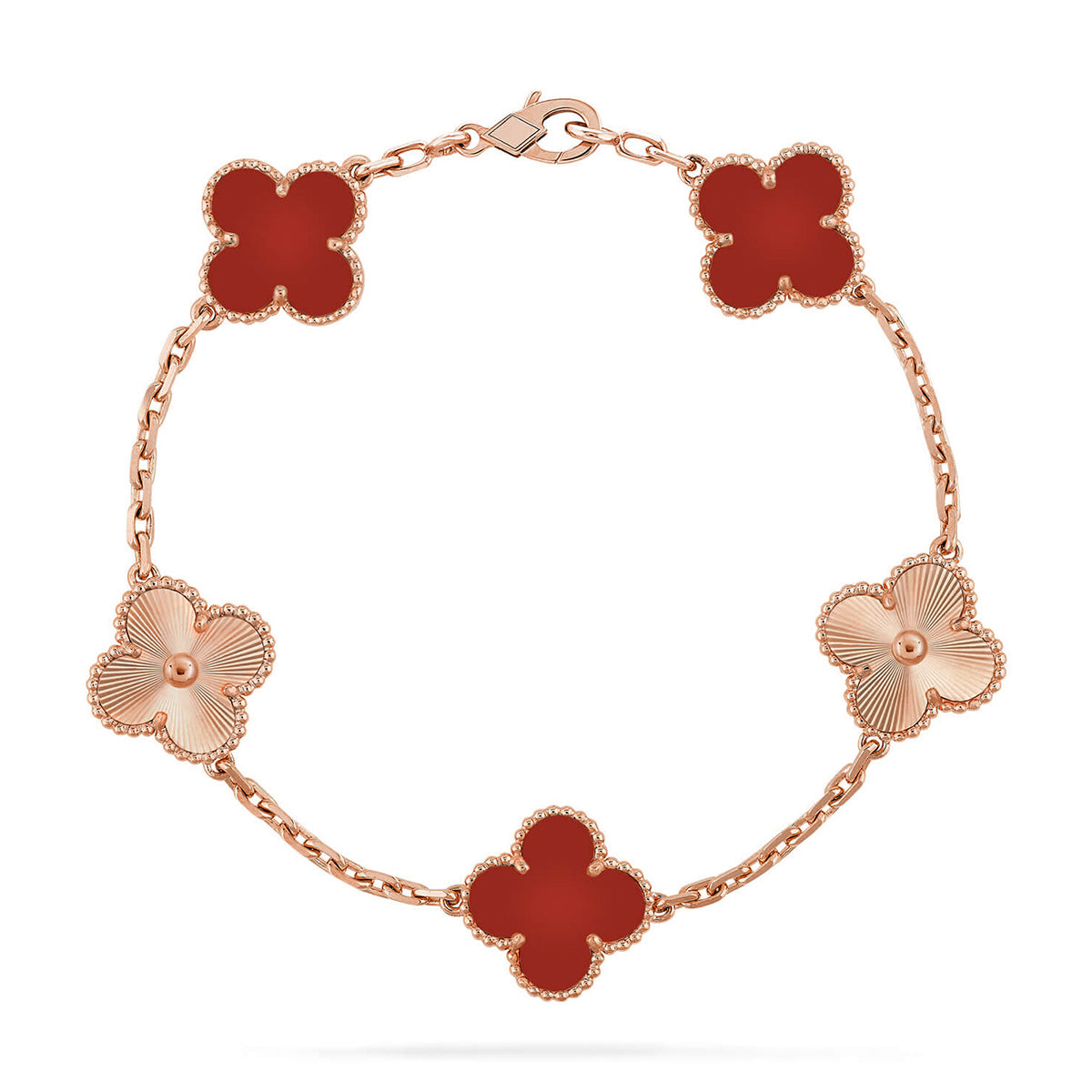 [Glow Jewelry]New  CLOVER 5 MOTIF RED CORNELIAN BRACELET COLLECTION
