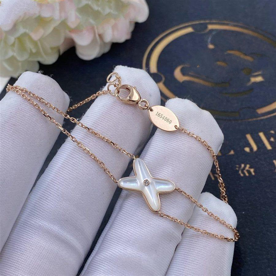 [Glow Jewelry]JEUX BRACELET WHITE MOP PINK GOLD 1 DIAMOND