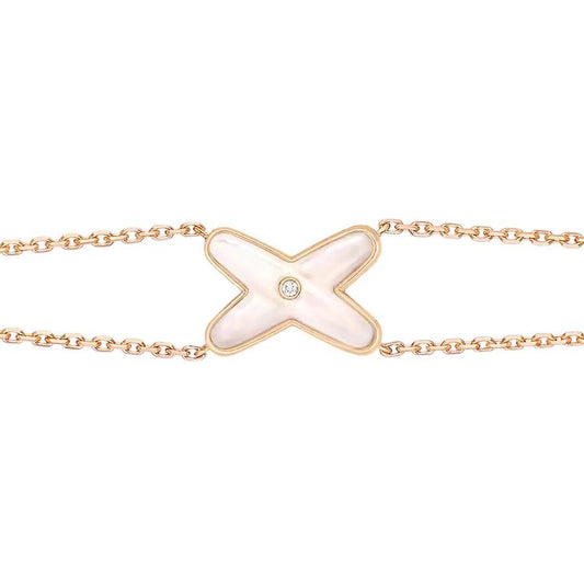 [Glow Jewelry]JEUX BRACELET WHITE MOP PINK GOLD 1 DIAMOND