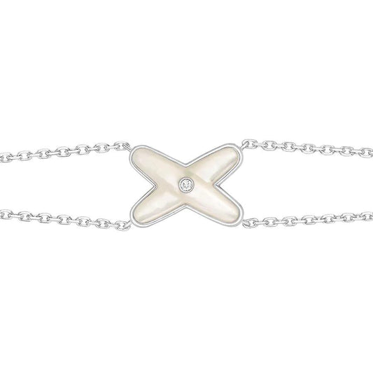 [Glow Jewelry]JEUX BRACELET WHITE MOP SILVER 1 DIAMOND