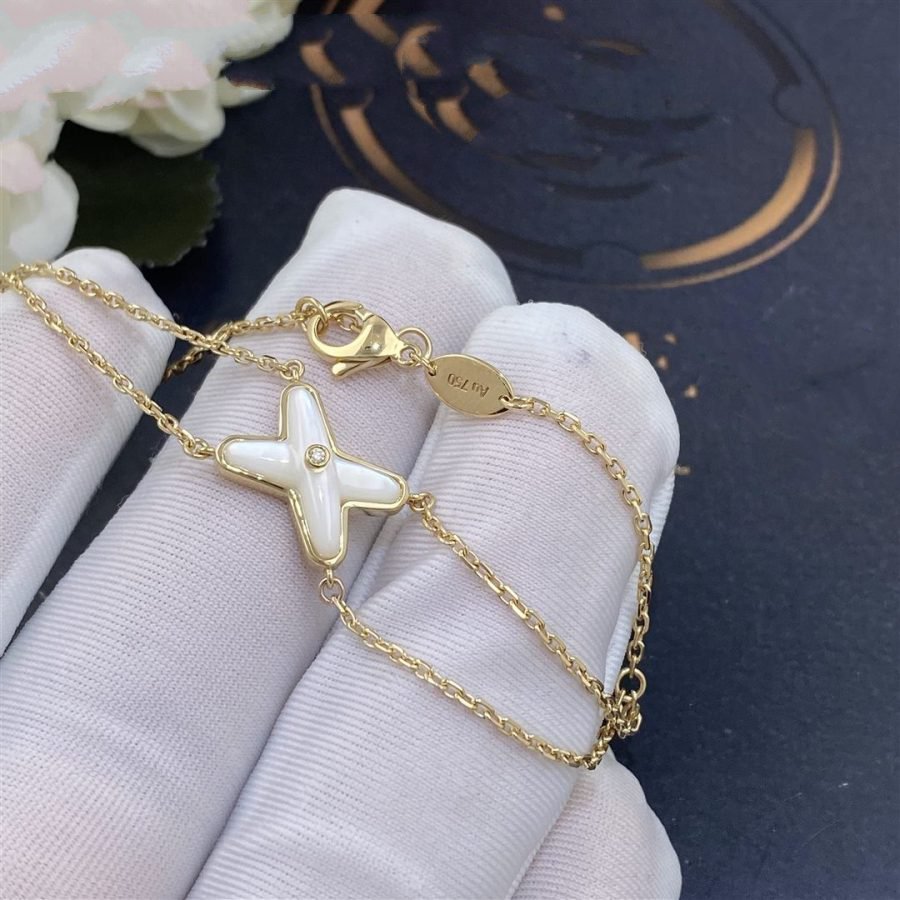[Glow Jewelry]JEUX BRACELET WHITE MOP GOLD 1 DIAMOND