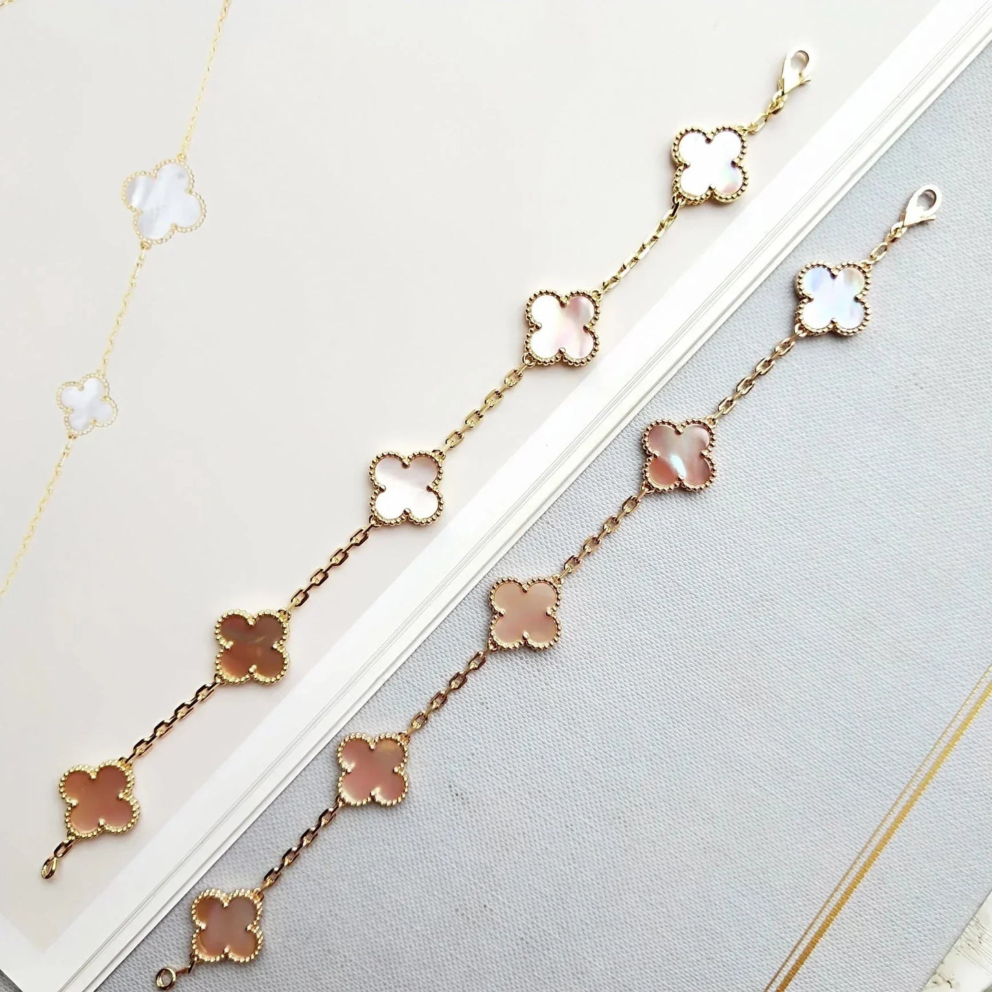 [Glow Jewelry]New  CLOVER 5 MOTIFS  PINK MOP BRACELET COLLECTION