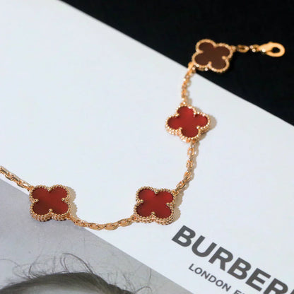 [Glow Jewelry] CLOVER 5 MOTIF RED CORNELIAN BRACELET COLLECTION
