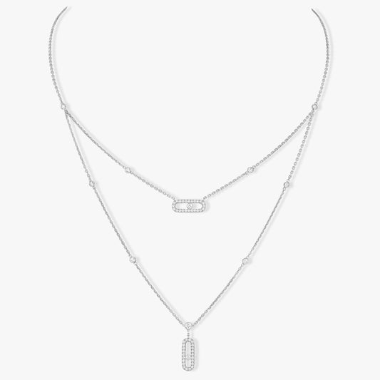 [Glow Jewelry]MOVE 2 ROW DIAMOND NECKLACE