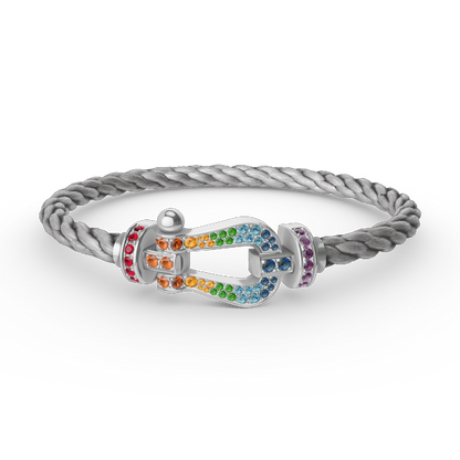 ¡®Glow Jewelry¡¯FORC LARGE HORSESHOE  COLORED DIAMOND BRACELET SILVER