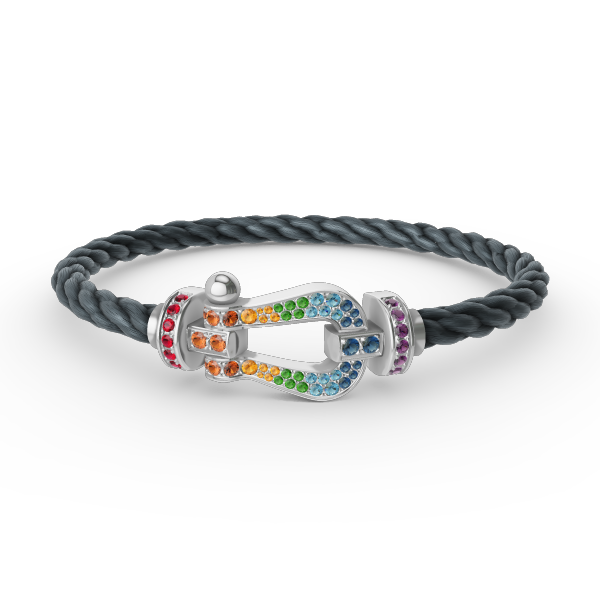 [Glow Jewelry]FORC LARGE HORSESHOE  COLORED DIAMOND BRACELET SILVER