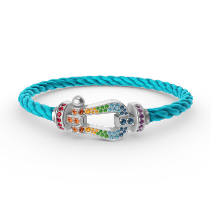 [Glow Jewelry]FORC LARGE HORSESHOE  COLORED DIAMOND BRACELET SILVER