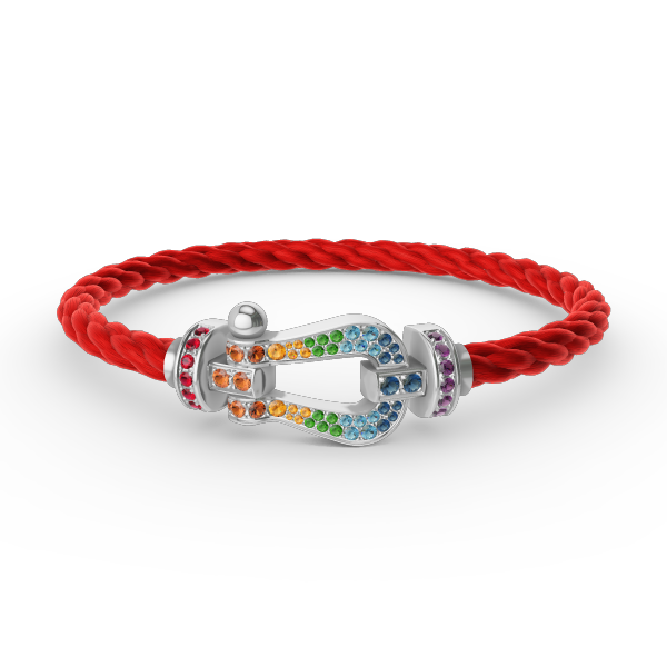 [Glow Jewelry]FORC LARGE HORSESHOE  COLORED DIAMOND BRACELET SILVER