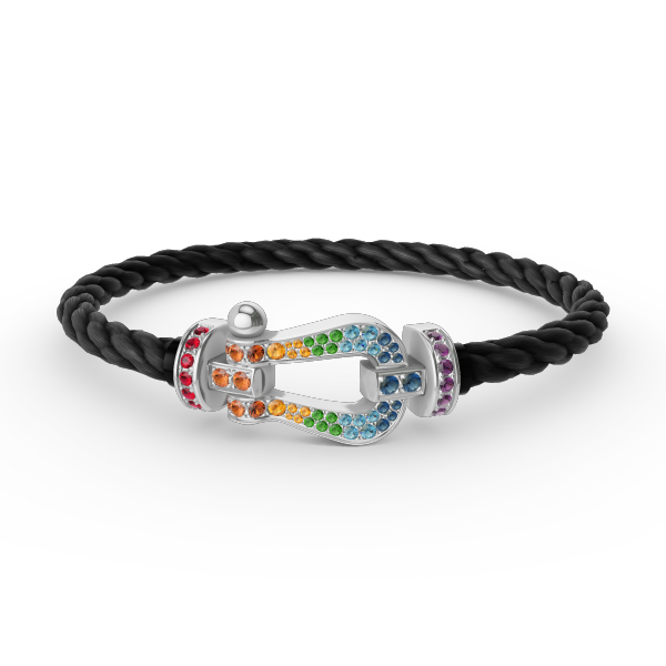 [Glow Jewelry]FORC LARGE HORSESHOE  COLORED DIAMOND BRACELET SILVER