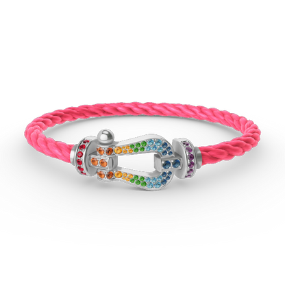 ¡®Glow Jewelry¡¯FORC LARGE HORSESHOE  COLORED DIAMOND BRACELET SILVER