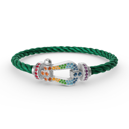 [Glow Jewelry]FORC LARGE HORSESHOE  COLORED DIAMOND BRACELET SILVER