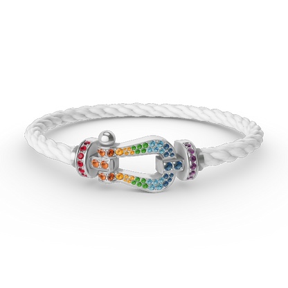 [Glow Jewelry]FORC LARGE HORSESHOE  COLORED DIAMOND BRACELET SILVER