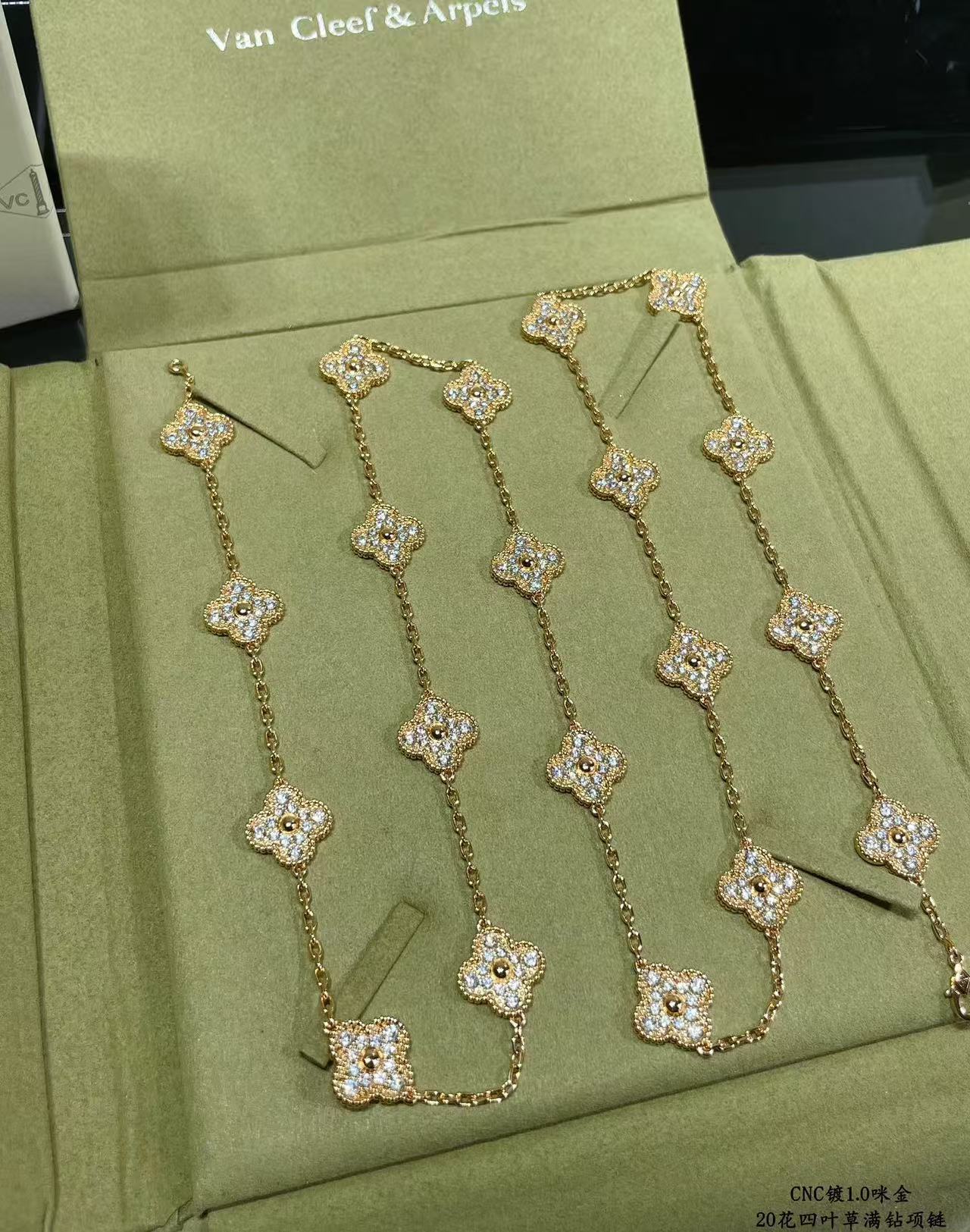 [Glow Jewelry]CLOVER 20 MOTIFS FULL-DIAMOND NECKLACE