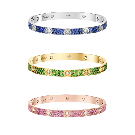[Glow Jewelry]2026 PAVE GEMSTONE LOVE BRACELET 6.1MM 10 DIAMONDS