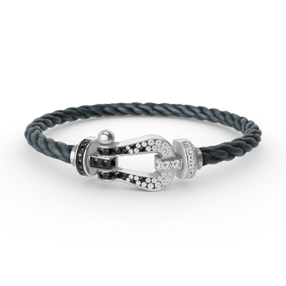 ¡®Glow Jewelry¡¯FORCE LARGE HORSESHOE BLACK WHITE DIAMOND BRACELET SILVER