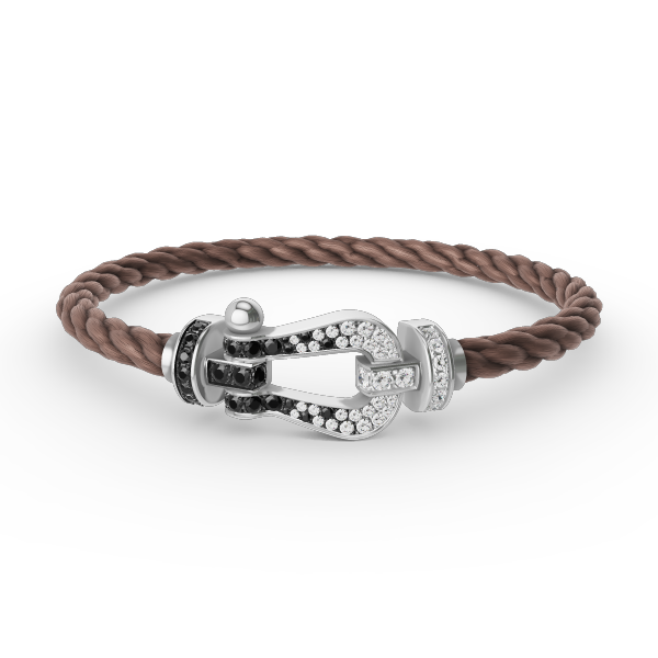 [Glow Jewelry]FORCE LARGE HORSESHOE BLACK WHITE DIAMOND BRACELET SILVER