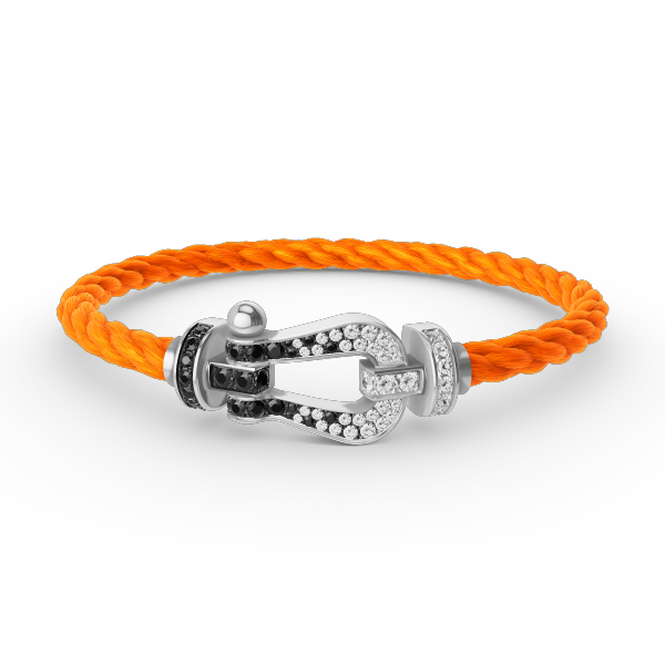 ¡®Glow Jewelry¡¯FORCE LARGE HORSESHOE BLACK WHITE DIAMOND BRACELET SILVER