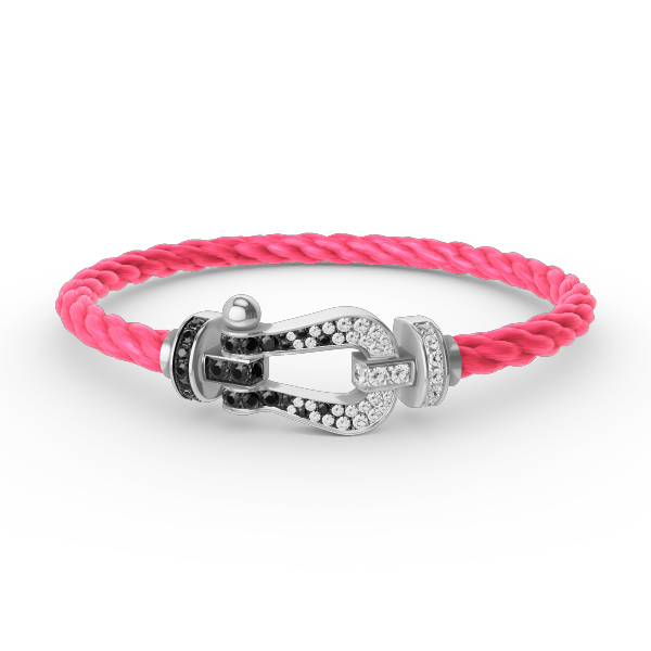 [Glow Jewelry]FORCE LARGE HORSESHOE BLACK WHITE DIAMOND BRACELET SILVER