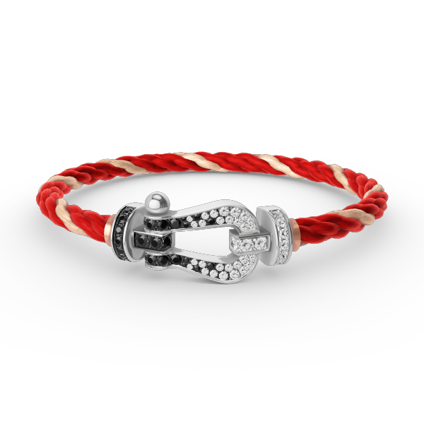 ¡®Glow Jewelry¡¯FORCE LARGE HORSESHOE BLACK WHITE DIAMOND BRACELET SILVER