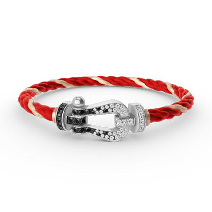 ¡®Glow Jewelry¡¯FORCE LARGE HORSESHOE BLACK WHITE DIAMOND BRACELET SILVER