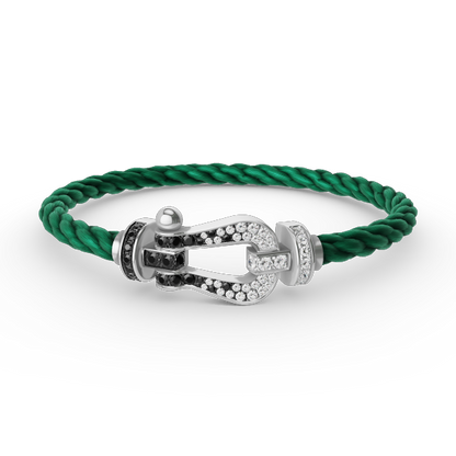 [Glow Jewelry]FORCE LARGE HORSESHOE BLACK WHITE DIAMOND BRACELET SILVER