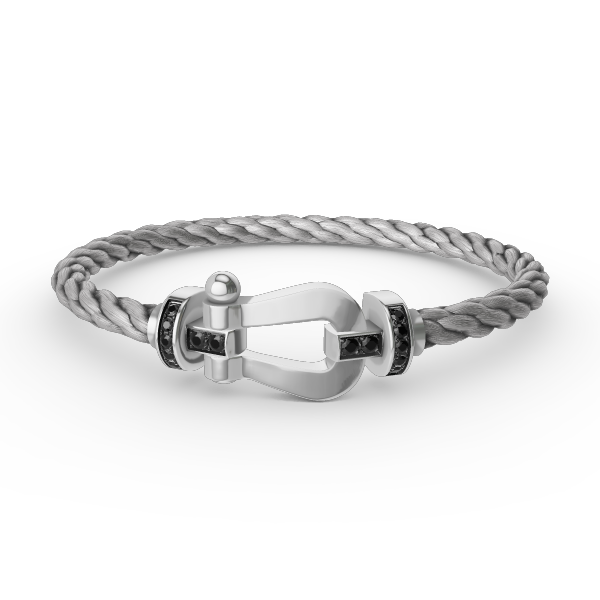 [Glow Jewelry]FORCE LARGE HORSESHOE BLACK DIAMOND BRACELET SILVER