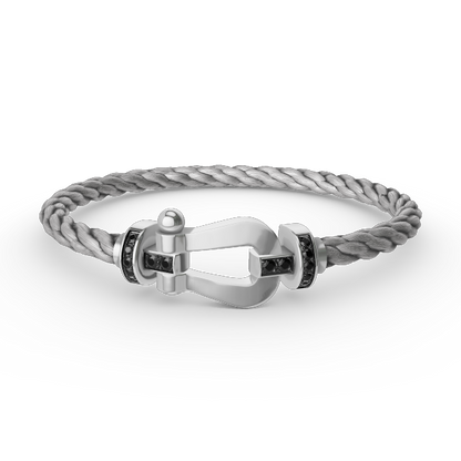 ¡®Glow Jewelry¡¯FORCE LARGE HORSESHOE BLACK DIAMOND BRACELET SILVER
