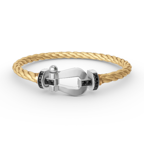 [Glow Jewelry]FORCE LARGE HORSESHOE BLACK DIAMOND BRACELET SILVER