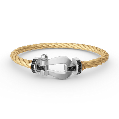 [Glow Jewelry]FORCE LARGE HORSESHOE BLACK DIAMOND BRACELET SILVER