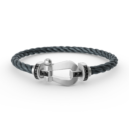 ¡®Glow Jewelry¡¯FORCE LARGE HORSESHOE BLACK DIAMOND BRACELET SILVER