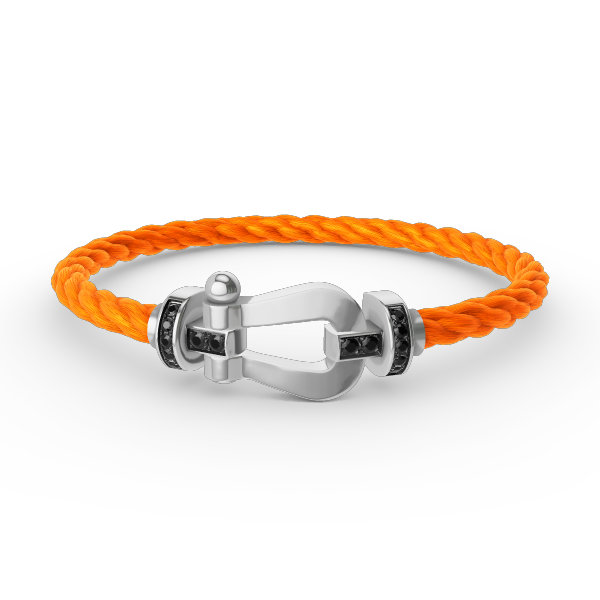 [Glow Jewelry]FORCE LARGE HORSESHOE BLACK DIAMOND BRACELET SILVER