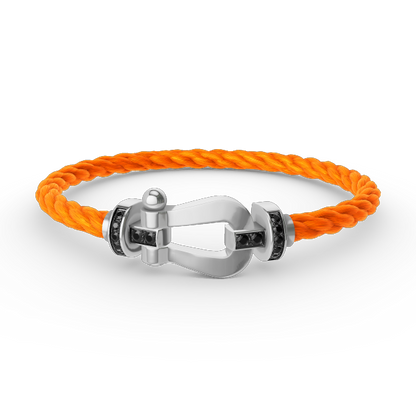 ¡®Glow Jewelry¡¯FORCE LARGE HORSESHOE BLACK DIAMOND BRACELET SILVER