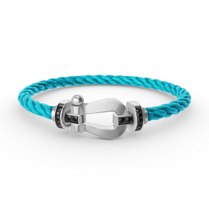 [Glow Jewelry]FORCE LARGE HORSESHOE BLACK DIAMOND BRACELET SILVER