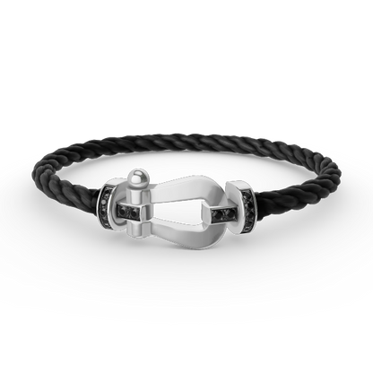 [Glow Jewelry]FORCE LARGE HORSESHOE BLACK DIAMOND BRACELET SILVER
