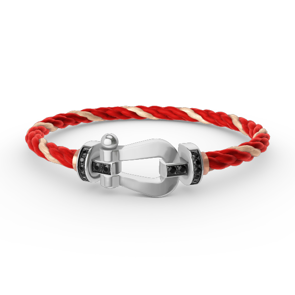 [Glow Jewelry]FORCE LARGE HORSESHOE BLACK DIAMOND BRACELET SILVER