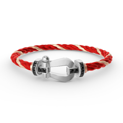 ¡®Glow Jewelry¡¯FORCE LARGE HORSESHOE BLACK DIAMOND BRACELET SILVER