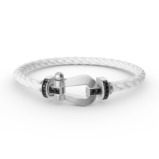 [Glow Jewelry]FORCE LARGE HORSESHOE BLACK DIAMOND BRACELET SILVER