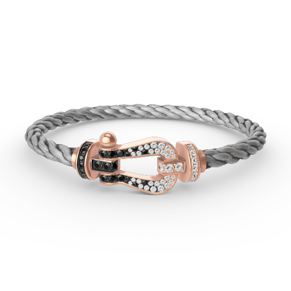 [Glow Jewelry]FORCE LARGE HORSESHOE BLACK WHITE DIAMOND BRACELET ROSE GOLD
