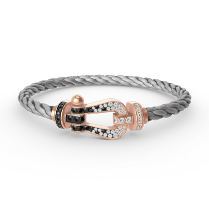 [Glow Jewelry]FORCE LARGE HORSESHOE BLACK WHITE DIAMOND BRACELET ROSE GOLD