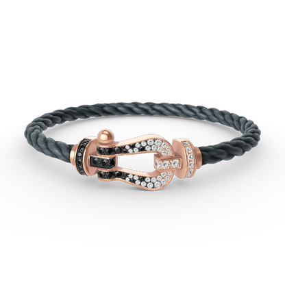 [Glow Jewelry]FORCE LARGE HORSESHOE BLACK WHITE DIAMOND BRACELET ROSE GOLD