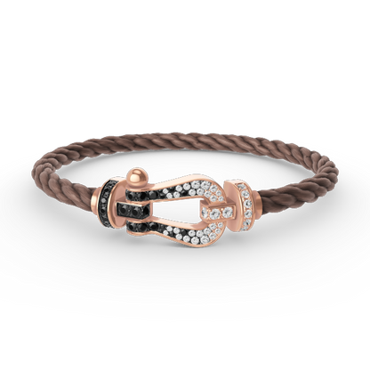 [Glow Jewelry]FORCE LARGE HORSESHOE BLACK WHITE DIAMOND BRACELET ROSE GOLD