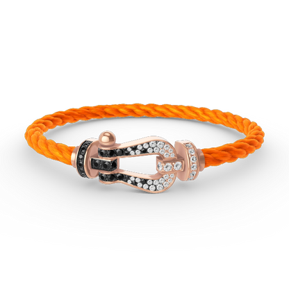 ¡®Glow Jewelry¡¯FORCE LARGE HORSESHOE BLACK WHITE DIAMOND BRACELET ROSE GOLD