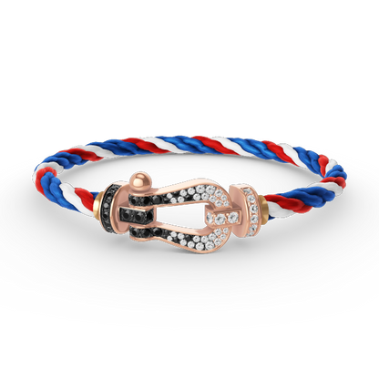 ¡®Glow Jewelry¡¯FORCE LARGE HORSESHOE BLACK WHITE DIAMOND BRACELET ROSE GOLD