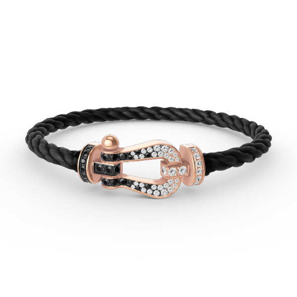 [Glow Jewelry]FORCE LARGE HORSESHOE BLACK WHITE DIAMOND BRACELET ROSE GOLD