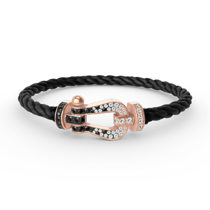 [Glow Jewelry]FORCE LARGE HORSESHOE BLACK WHITE DIAMOND BRACELET ROSE GOLD