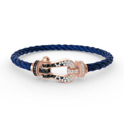 [Glow Jewelry]FORCE LARGE HORSESHOE BLACK WHITE DIAMOND BRACELET ROSE GOLD