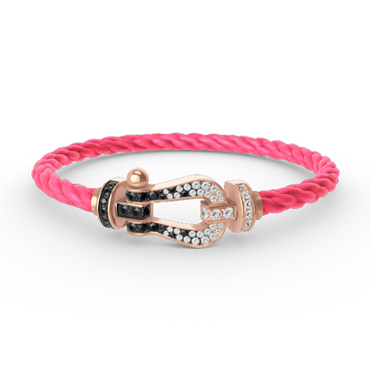 ¡®Glow Jewelry¡¯FORCE LARGE HORSESHOE BLACK WHITE DIAMOND BRACELET ROSE GOLD