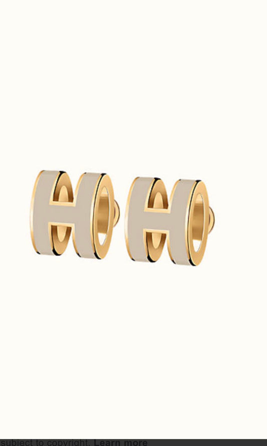 [Glow Jewelry]MINI POP H GOLD EARRINGS GREY