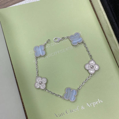 [Glow Jewelry]New  CLOVER 5 MOTIF PURPLE CHALCEDONY BRACELET COLLECTION